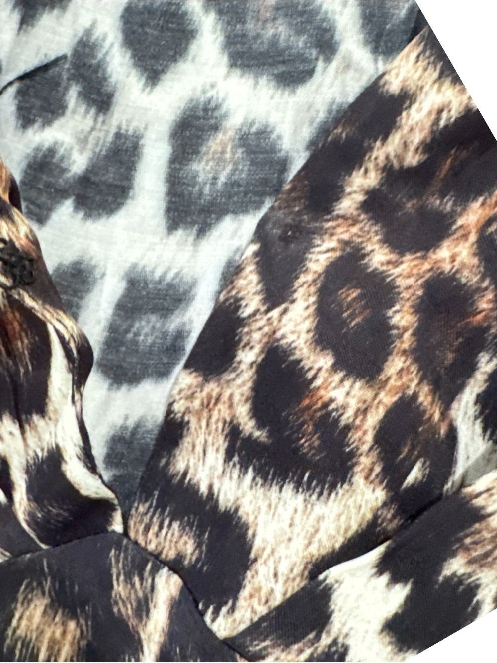 Farm Rio Natural Skin Cream Leopard Midi Dress Puff Sleeve V-Neck NWT Size M - Picture 7 of 7